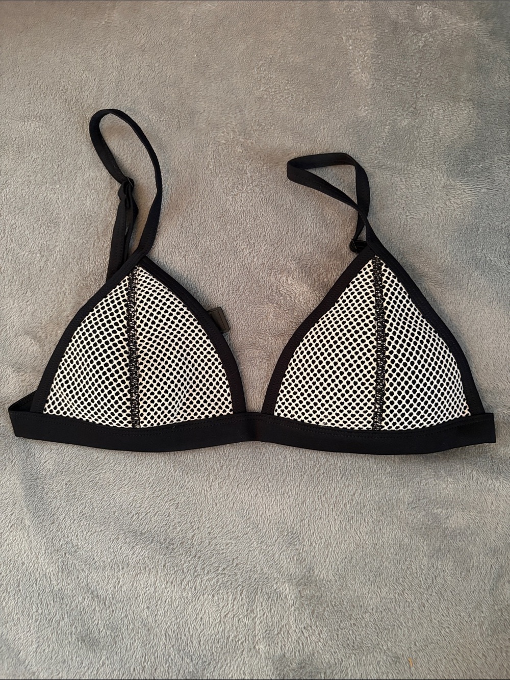 Triangl Black & White Mesh Triangle Bikini Top